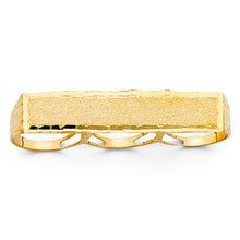 Ioka Jewelry - 14K Yellow Solid Gold 3 Finger Name Plate Men's Ring