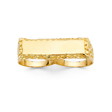 Ioka Jewelry - 14K Yellow Solid Gold 2 Finger Name Plate Men's Ring