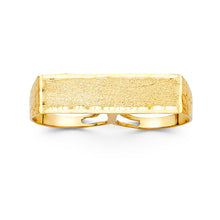Ioka Jewelry - 14K Yellow Solid Gold 2 Finger Name Plate Men's Ring
