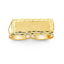 Ioka Jewelry - 14K Yellow Solid Gold 2 Finger Name Plate Men's Ring