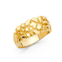 Ioka Jewelry - 14K Yellow Solid Gold 10MM Nugget Men's Ring