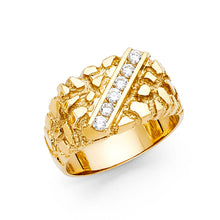 Ioka Jewelry - 14K Yellow Solid Gold 12MM Cubic Zirconia CZ Nugget Men's Ring