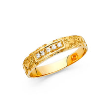 Ioka Jewelry - 14K Yellow Solid Gold 5MM 5 Stone Cubic Zirconia CZ Men's Ring