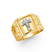 Ioka Jewelry - 14K Yellow Solid Gold 14MM Jesus Cross Religious Men's Ring