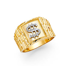 Ioka Jewelry - 14K Yellow Solid Gold 14MM Dollar Money Sign Men's Ring