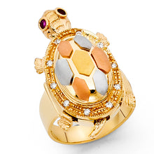 Ioka Jewelry - 14K Tri Color Solid Gold Fancy Lucky Turtle Ring
