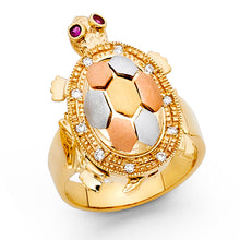 Ioka Jewelry - 14K Tri Color Solid Gold Fancy Lucky Turtle Ring