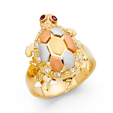 Ioka Jewelry - 14K Tri Color Solid Gold Fancy Lucky Turtle Ring