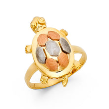Ioka Jewelry - 14K Tri Color Solid Gold Fancy Lucky Turtle Ring