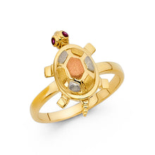 Ioka Jewelry - 14K Tri Color Solid Gold Fancy Lucky Turtle Ring