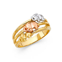 Ioka Jewelry - 14K Tri Color Solid Gold Fancy Tri Elephant Ring
