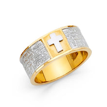 Ioka Jewelry - 14K Two Tone Solid Gold Lords Prayer Cross Ring