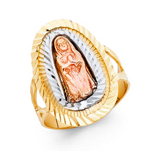 Ioka Jewelry - 14K Tri Color Solid Gold Our Lady of Guadalupe Religious Ring