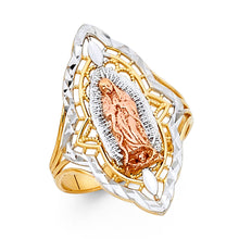 Ioka Jewelry - 14K Tri Color Solid Gold Our Lady of Guadalupe Religious Fancy Ring