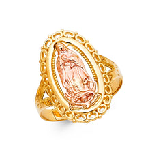 Ioka Jewelry - 14K Two Tone Solid Gold Our Lady of Guadalupe Religious Ring