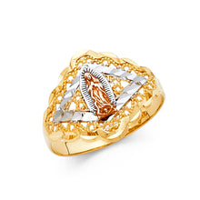 Ioka Jewelry - 14K Tri Color Solid Gold Our Lady of Guadalupe Religious Ring