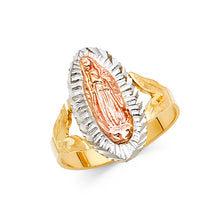 Ioka Jewelry - 14K Tri Color Solid Gold Our Lady of Guadalupe Religious Ring