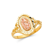 Ioka Jewelry - 14K Two Tone Solid Gold Our Lady of Guadalupe Religious Ring