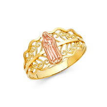 Ioka Jewelry - 14K Two Tone Solid Gold Our Lady of Guadalupe Religious Ring