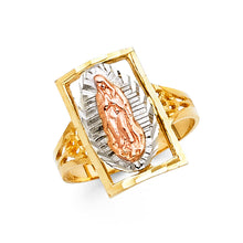 Ioka Jewelry - 14K Tri Color Solid Gold Our Lady of Guadalupe Religious Ring