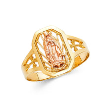 Ioka Jewelry - 14K Two Tone Solid Gold Our Lady of Guadalupe Religious Ring