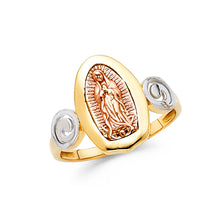 Ioka Jewelry - 14K Tri Color Solid Gold Our Lady of Guadalupe Religious Ring