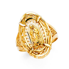Ioka Jewelry - 14K Tri Color Solid Gold Our Lady of Guadalupe Religious Ring