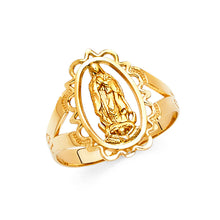 Ioka Jewelry - 14K Yellow Solid Gold Our Lady of Guadalupe Religious Ring