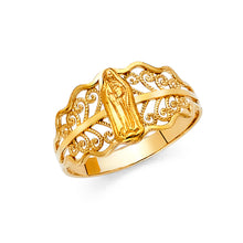 Ioka Jewelry - 14K Yellow Solid Gold Our Lady of Guadalupe Religious Ring