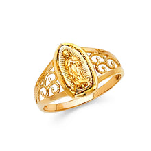 Ioka Jewelry - 14K Yellow Solid Gold Our Lady of Guadalupe Religious Ring