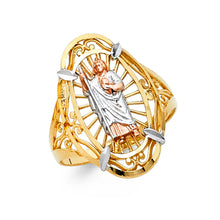 Ioka Jewelry - 14K Tri Color Solid Gold Shepard Religious Ring