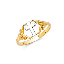 Ioka Jewelry - 14K Two Tone Solid Gold Cross Ring