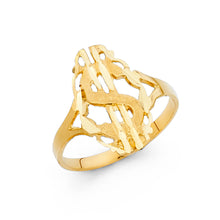 Ioka Jewelry - 14K Yellow Solid Gold Money Dollar Sign Fancy Ring