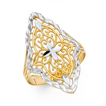 Ioka Jewelry - 14K Two Tone Solid Gold Fancy Ring