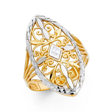 Ioka Jewelry - 14K Two Tone Solid Gold Fancy Ring