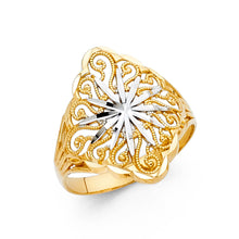 Ioka Jewelry - 14K Two Tone Solid Gold Fancy Star Ring