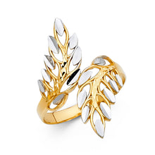 Ioka Jewelry - 14K Two Tone Solid Gold Roman Laurel Fancy Ring