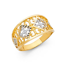 Ioka Jewelry - 14K Two Tone Solid Gold Fancy Crosses Ring
