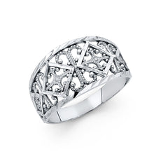 Ioka Jewelry - 14K White Solid Gold Fancy Crosses Ring