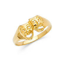 Ioka Jewelry - 14K Yellow Solid Gold Comedy and Tragedy Fancy Ring