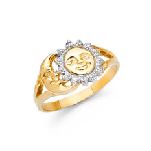 Ioka Jewelry - 14K Two Tone Solid Gold Sun and Moon Fancy Ring