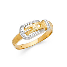 Ioka Jewelry - 14K Two Tone Solid Gold Belt Buckle Fancy Ring