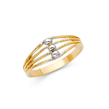 Ioka Jewelry - 14K Two Tone Solid Gold 3 Ball Fancy Ring
