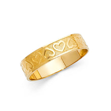 Ioka Jewelry - 14K Yellow Solid Gold Hearts Fancy Ring