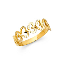 Ioka Jewelry - 14K Yellow Solid Gold Hearts Fancy Ring