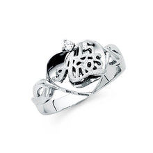 Ioka Jewelry - 14K White Solid Gold Cubic Zirconia CZ 15 Years Quinceanera Birthday with Heart Ring