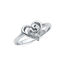Ioka Jewelry - 14K White Solid Gold Cubic Zirconia CZ 15 Years Quinceanera Birthday with Heart Ring
