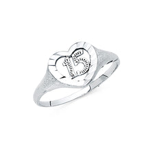 Ioka Jewelry - 14K White Solid Gold 15 Years Quinceanera Birthday with Heart Ring