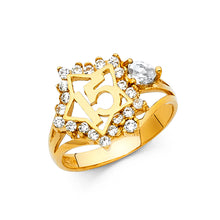 Ioka Jewelry - 14K Yellow Solid Gold Cubic Zirconia CZ 15 Years Quinceanera Birthday with Stars Ring
