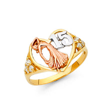Ioka Jewelry - 14K Tri Color Solid Gold Cubic Zirconia CZ 15 Years Quinceanera Birthday Dancer Ring